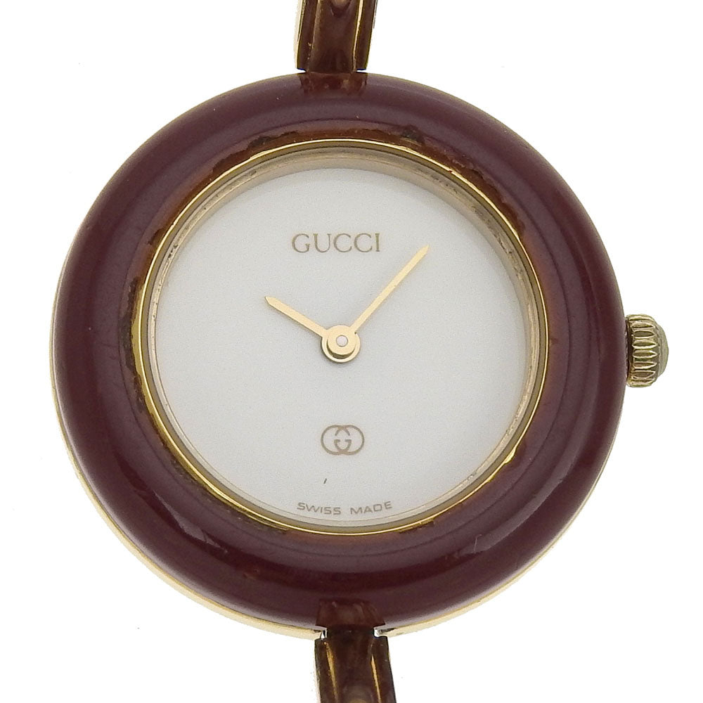GUCCI Watches Quartz 1100-L Plated Gold gold Change bezel White dial
