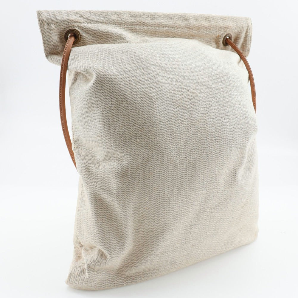 HERMES Shoulder Bag canvas beige Alain GM