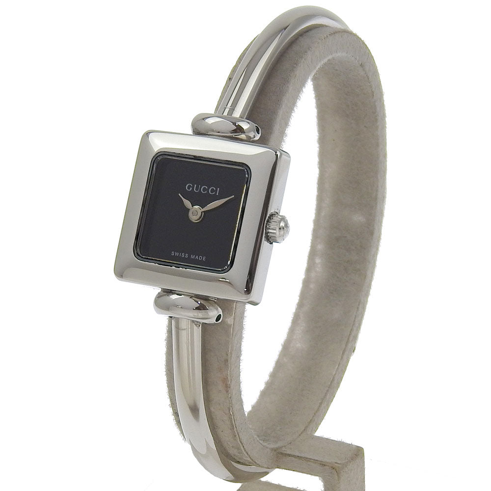 GUCCI Watches Quartz 1900L Stainless Steel Silver Bangle watch black dial