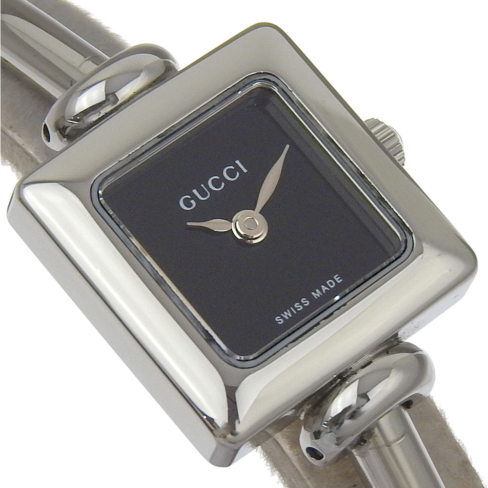GUCCI Watches Quartz 1900L Stainless Steel Silver Bangle watch black dial