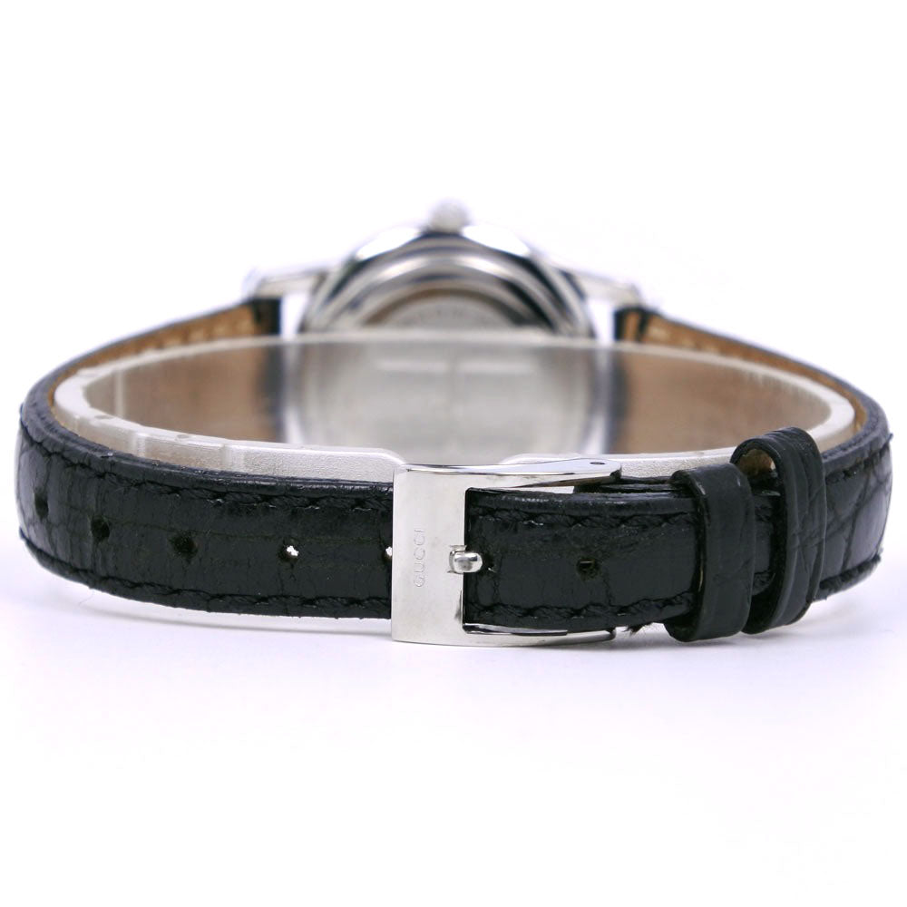 GUCCI Watches Quartz 5500L Stainless Steel , Leather Silver black dial Women Used