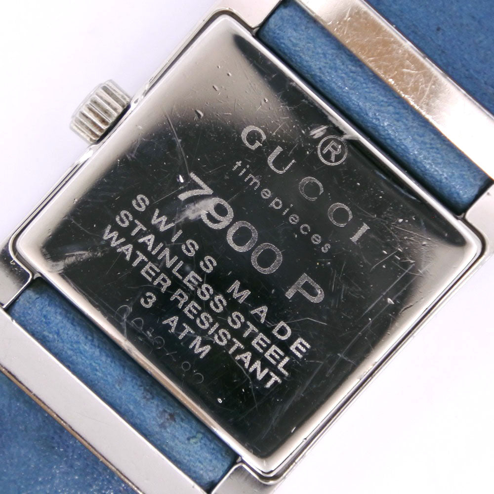 GUCCI Watches Quartz 7900P Stainless Steel , Leather Silver/light blue Silver dial Women Used