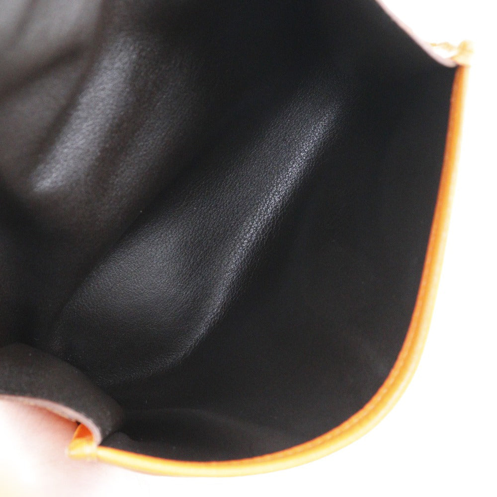 HERMES Shoulder Bag leather Orange / black