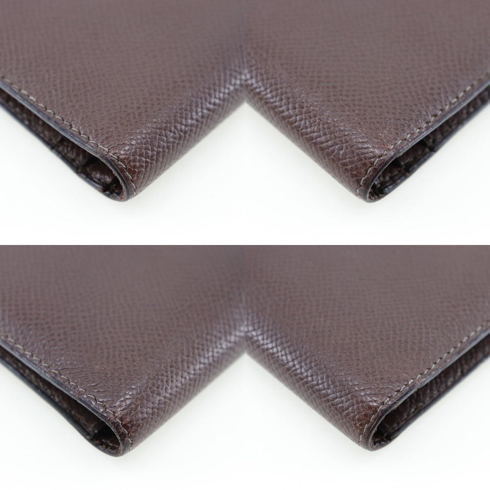 HERMES Long Wallet Purse Epsom Brown/Gold Metal Baan classic unisex(Unisex) Used