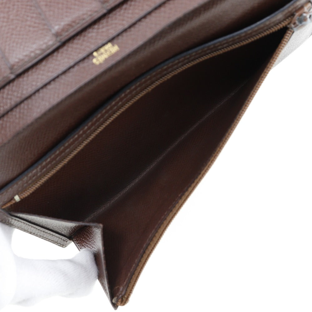 HERMES Long Wallet Purse Epsom Brown/Gold Metal Baan classic unisex(Unisex) Used