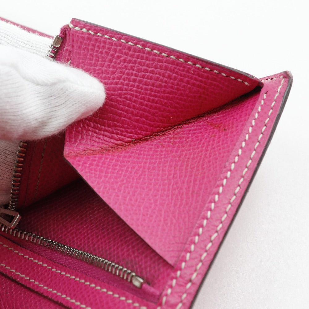 HERMES Long Wallet Purse Epsom pink Bean
