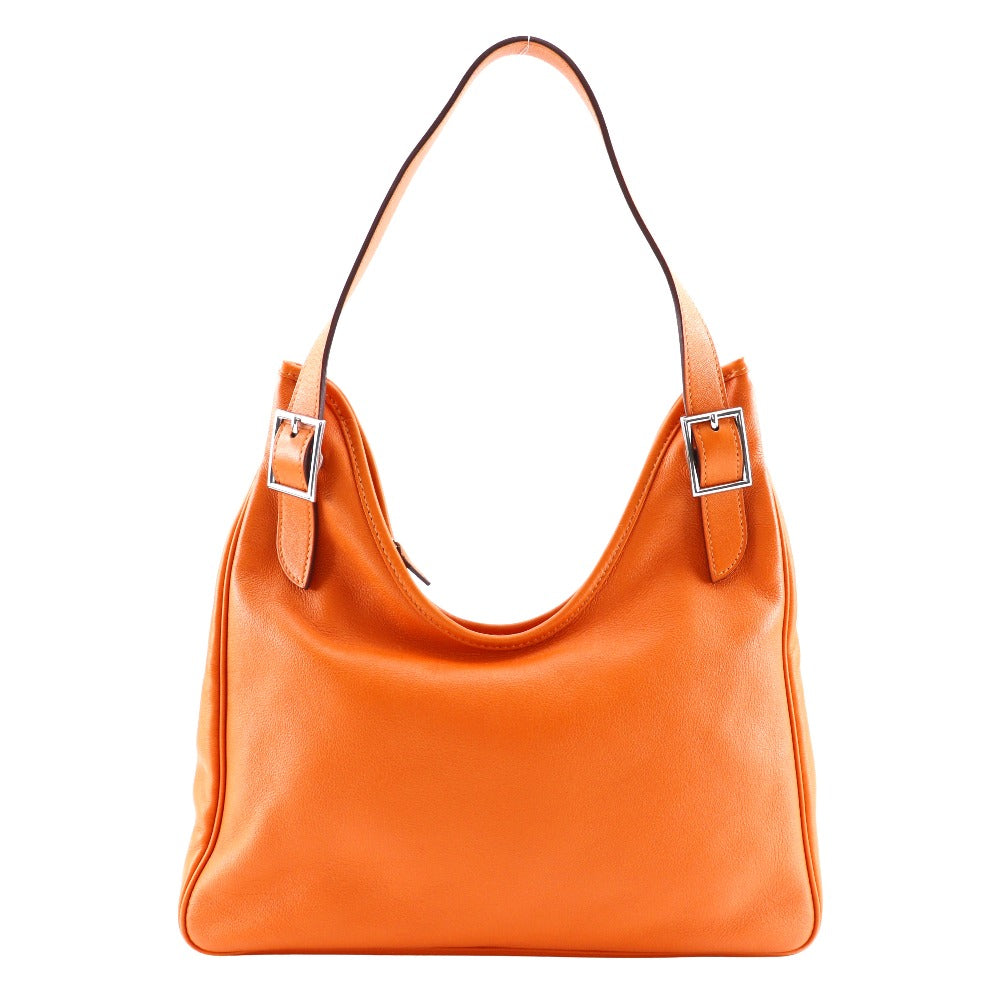 HERMES Shoulder Bag leather Orange one belt Masai Cut 32