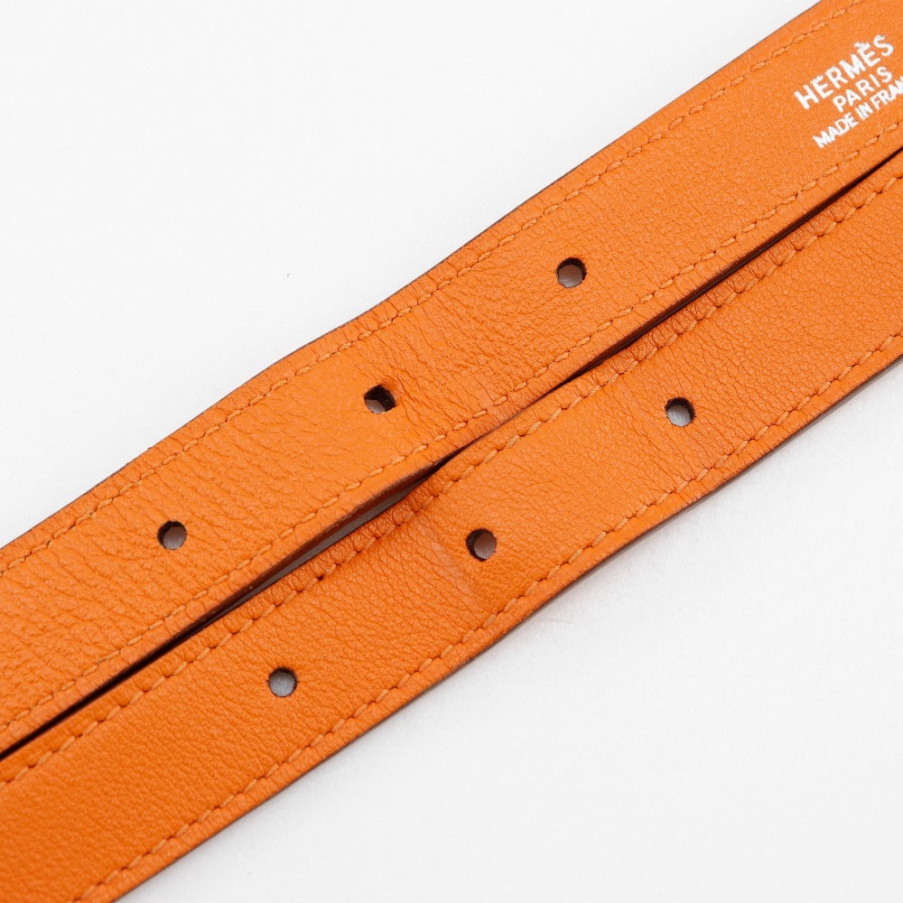 HERMES Shoulder Bag leather Orange one belt Masai Cut 32