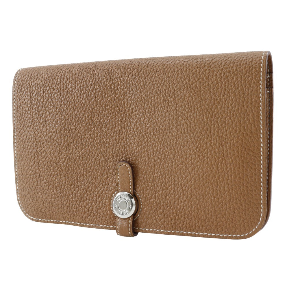 HERMES Long Wallet Purse Togo SilverMetal Dogon GM