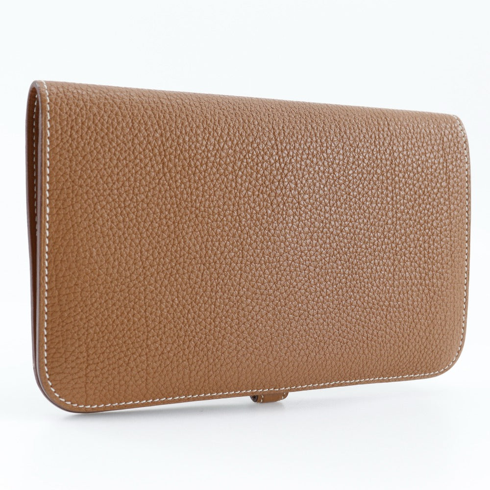 HERMES Long Wallet Purse Togo SilverMetal Dogon GM