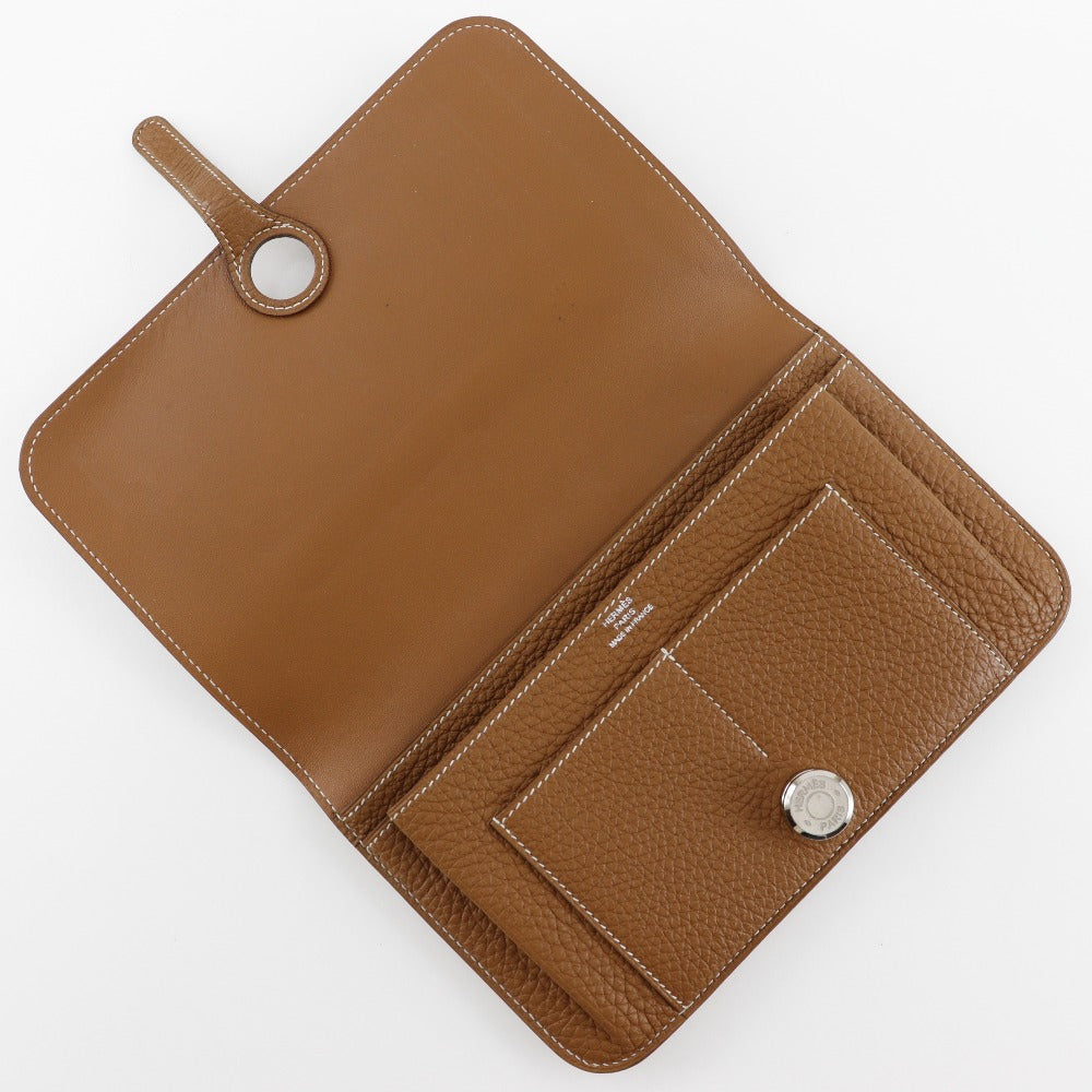 HERMES Long Wallet Purse Togo SilverMetal Dogon GM