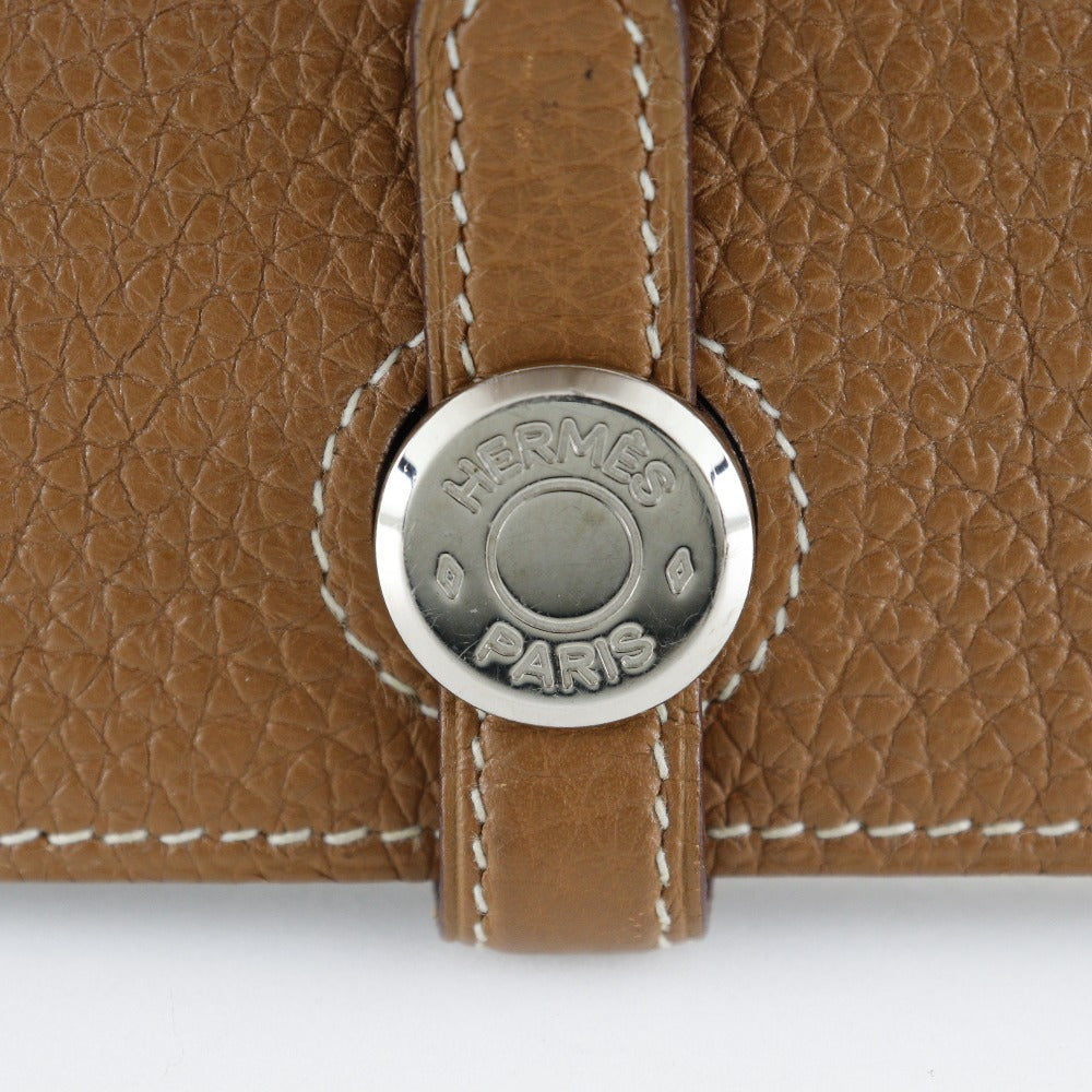 HERMES Long Wallet Purse Togo SilverMetal Dogon GM