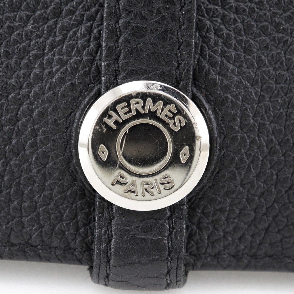 HERMES Long Wallet Purse Togo black Dogon GM