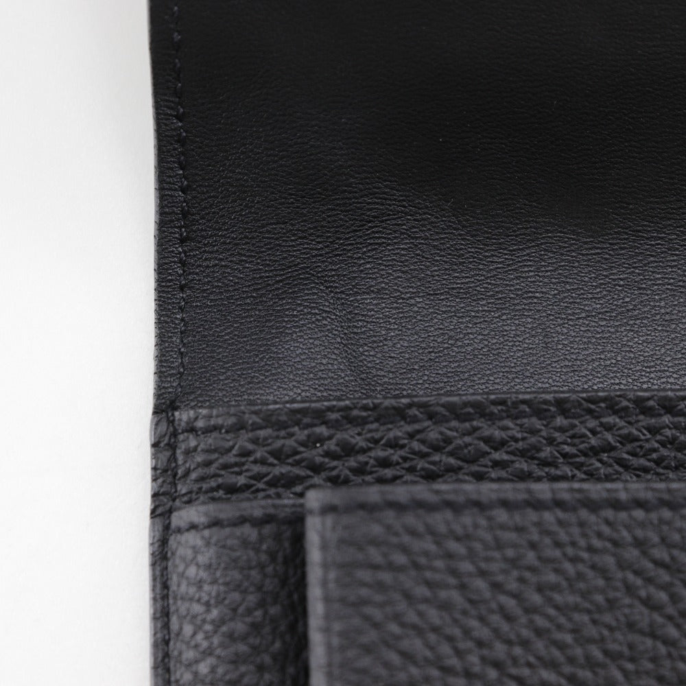 HERMES Long Wallet Purse Togo black Dogon GM