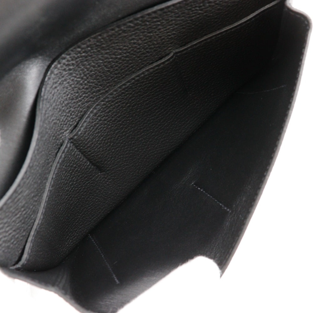HERMES Long Wallet Purse Togo black Dogon GM