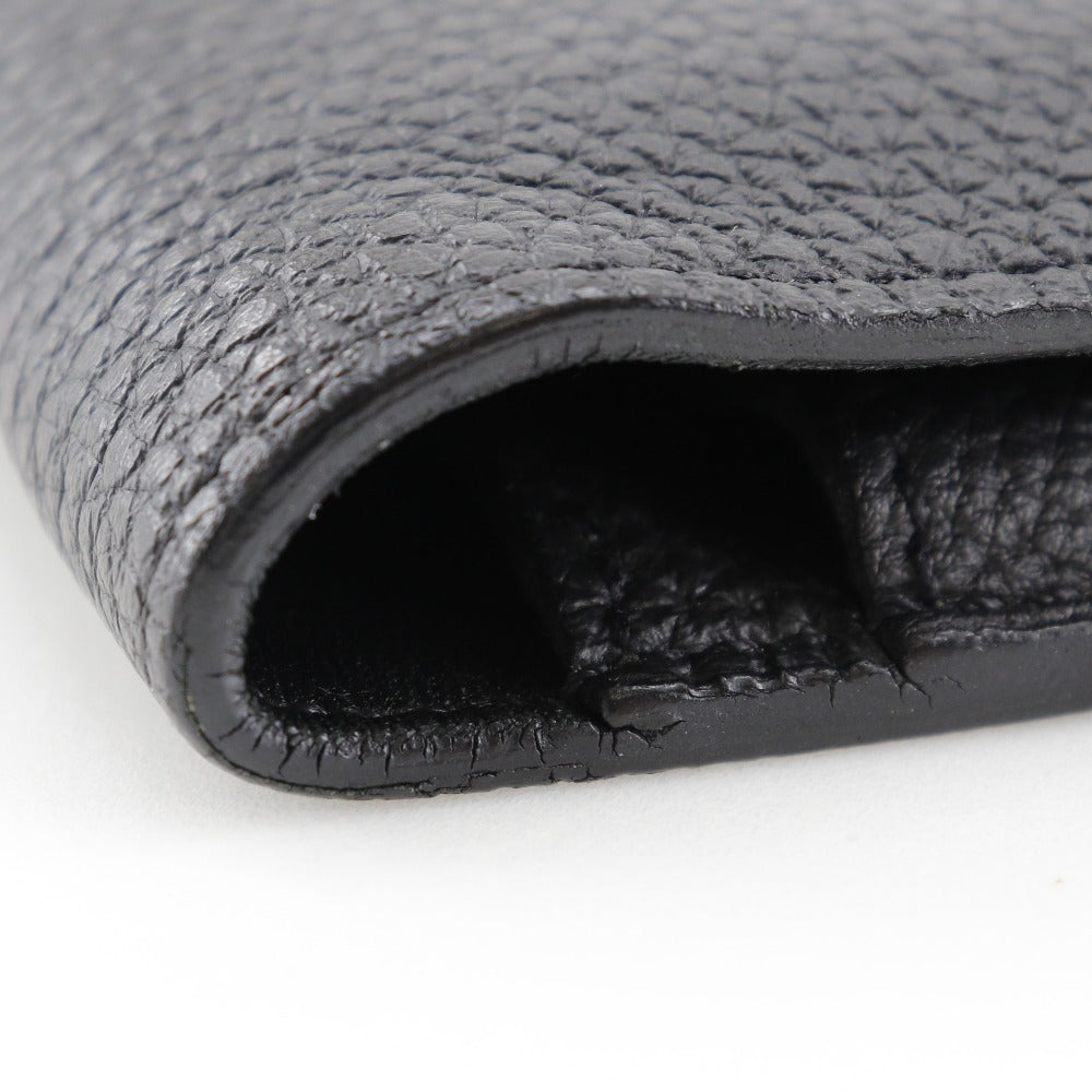 HERMES Long Wallet Purse Togo black Dogon GM
