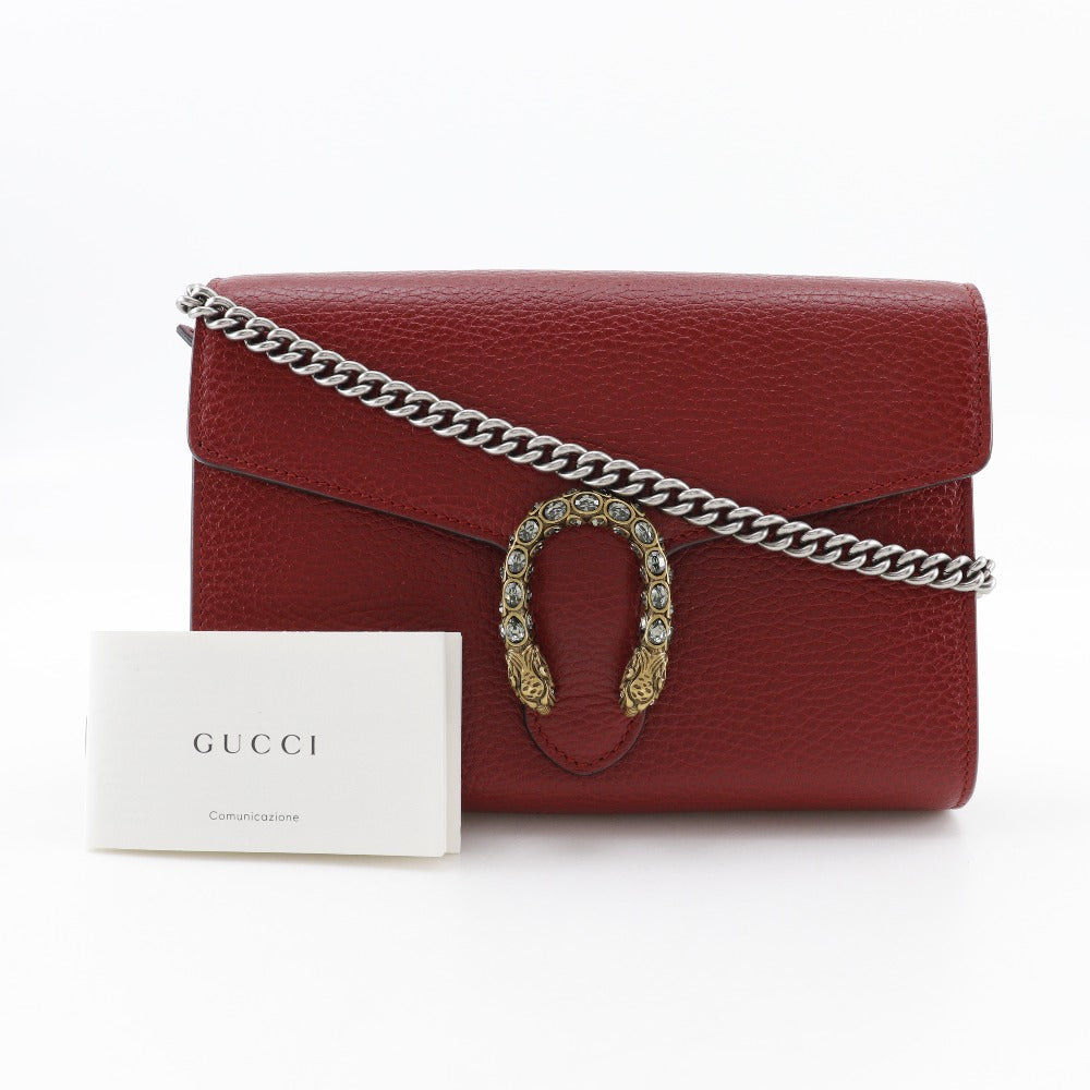 GUCCI Shoulder Bag 401231 Calfskin Red Chain wallet Dionysus