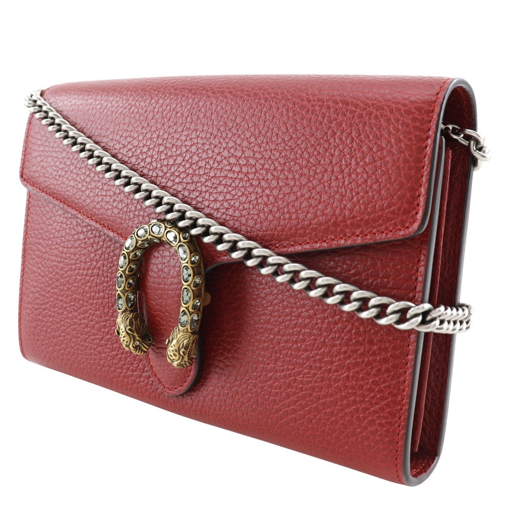 GUCCI Shoulder Bag 401231 Calfskin Red Chain wallet Dionysus
