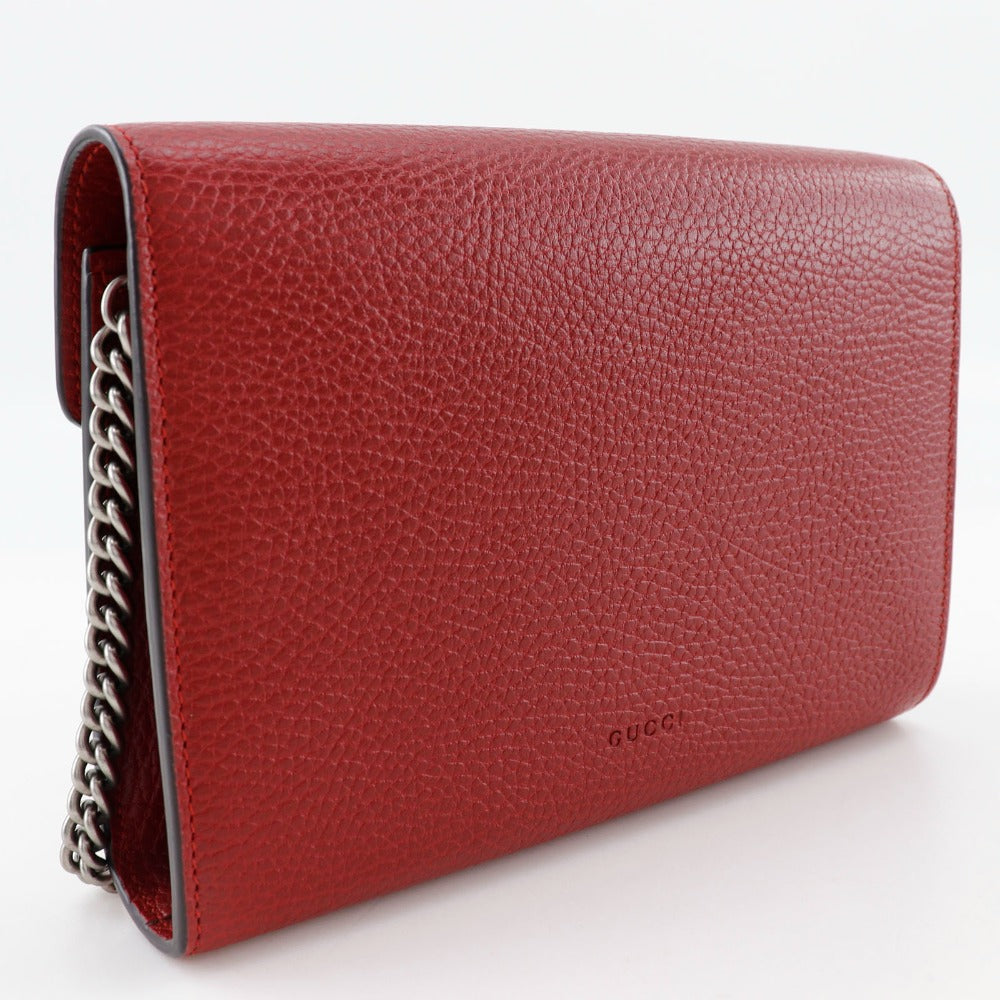 GUCCI Shoulder Bag 401231 Calfskin Red Chain wallet Dionysus