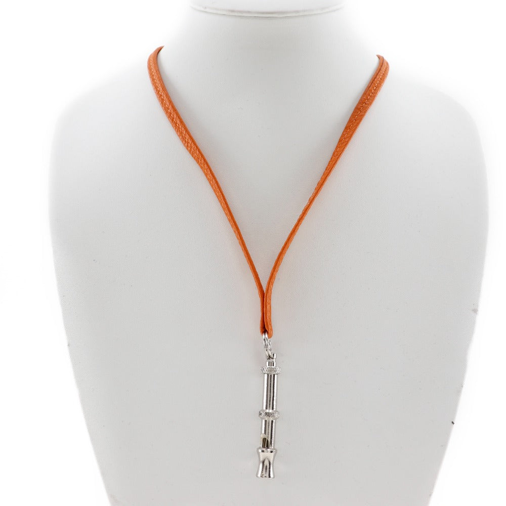HERMES Other fashion goods Metal, Leather Orange / Silver Shifure Ultrasonic whistle