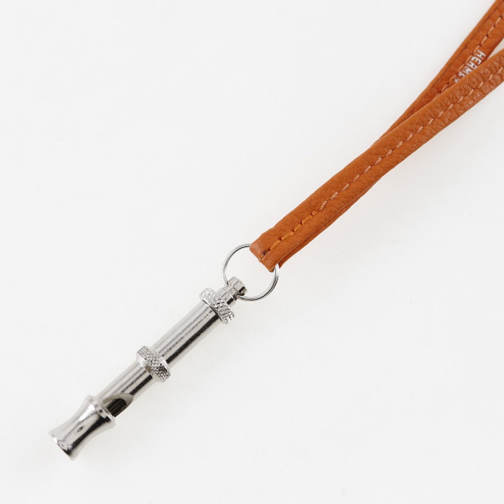 HERMES Other fashion goods Metal, Leather Orange / Silver Shifure Ultrasonic whistle