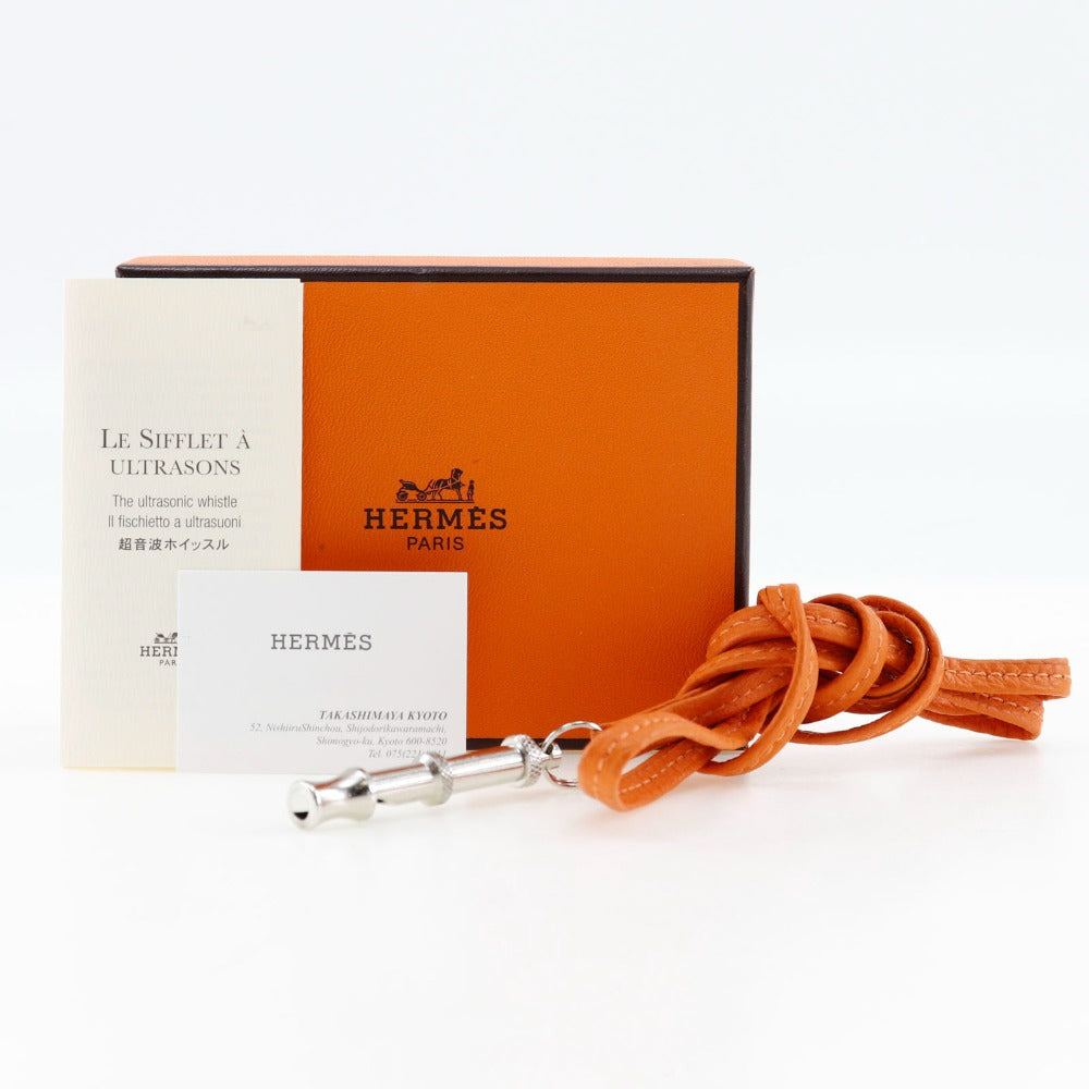 HERMES Other fashion goods Metal, Leather Orange / Silver Shifure Ultrasonic whistle