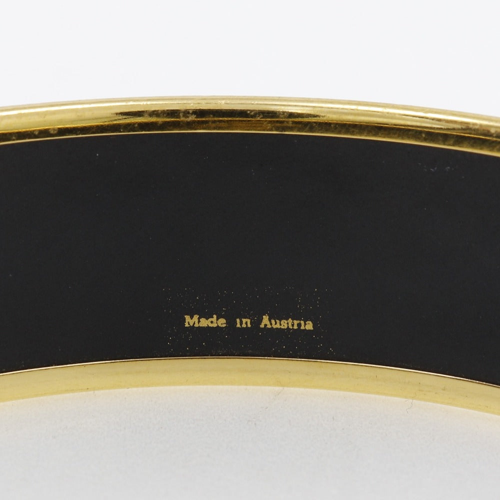 HERMES Bangle Plated Gold Green Flag & Bird Emilel GM