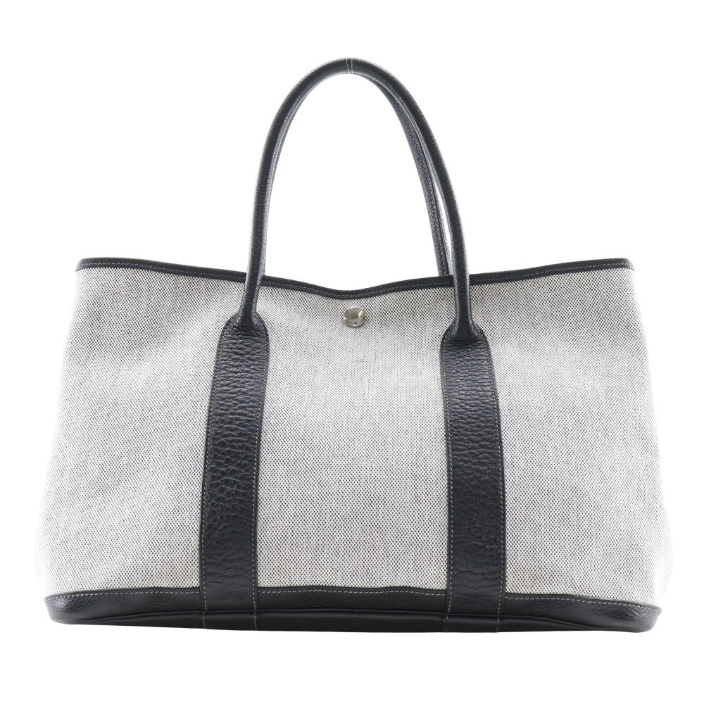HERMES Tote Bag Toile H, Buffle Gray / black Garden party PM