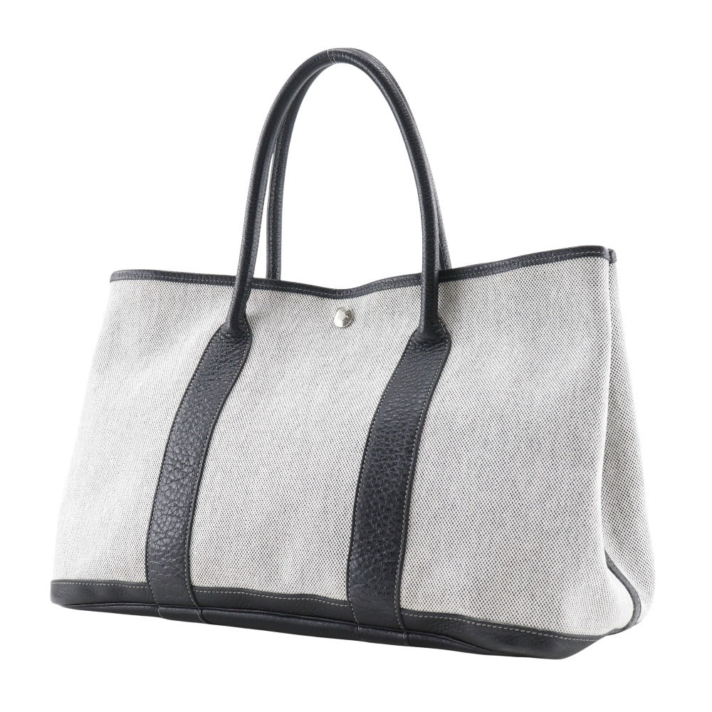 HERMES Tote Bag Toile H, Buffle Gray / black Garden party PM