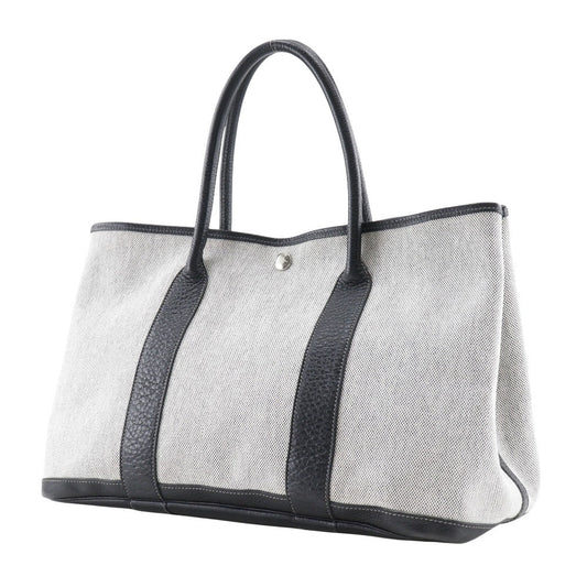 HERMES Tote Bag Toile H, Buffle Gray / black Garden party PM