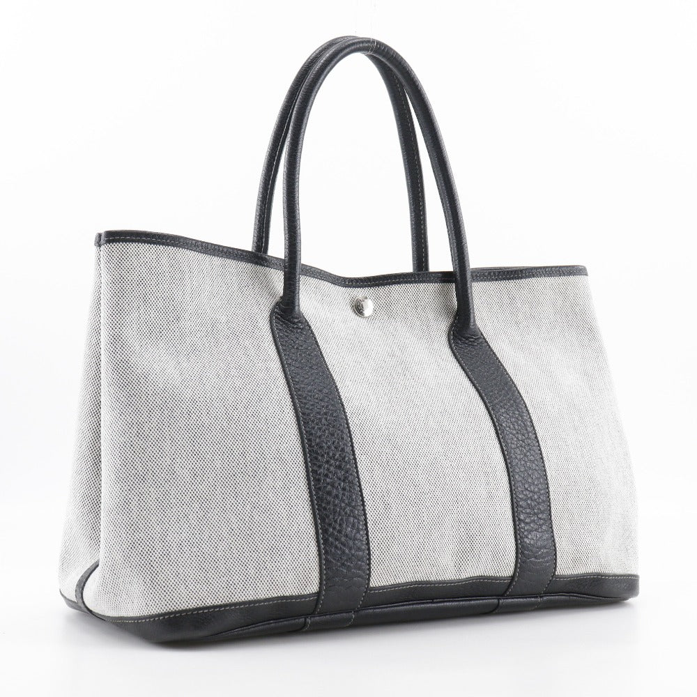 HERMES Tote Bag Toile H, Buffle Gray / black Garden party PM