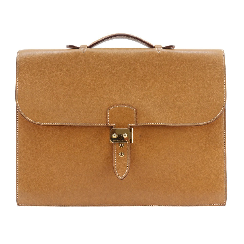 HERMES Business bag Calfskin Camel Sac Adepeche 38