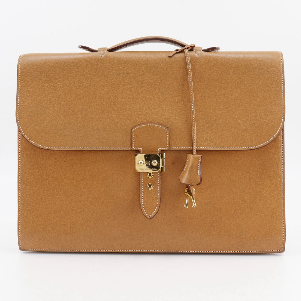 HERMES Business bag Calfskin Camel Sac Adepeche 38