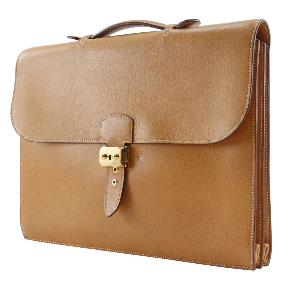 HERMES Business bag Calfskin Camel Sac Adepeche 38