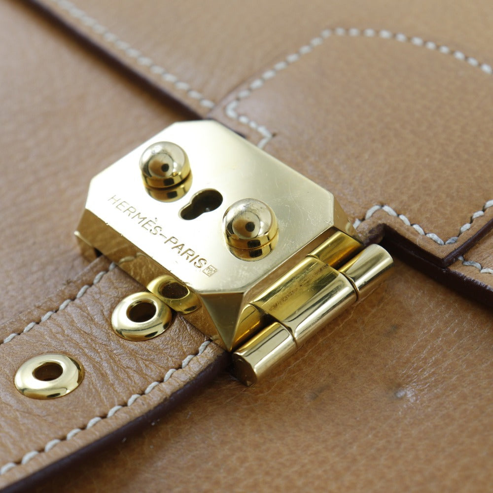 HERMES Business bag Calfskin Camel Sac Adepeche 38
