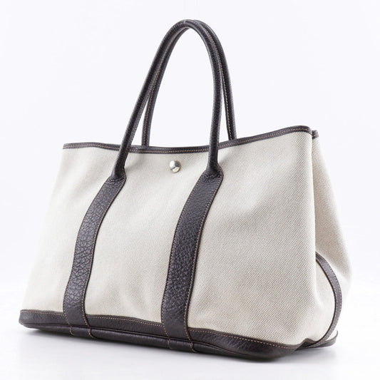 HERMES Tote Bag Toile H, Buffle Beige / Brown Garden party PM
