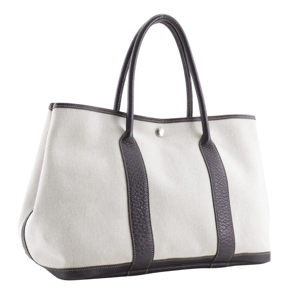 HERMES Tote Bag Toile H, Buffle Beige / Brown Garden party PM