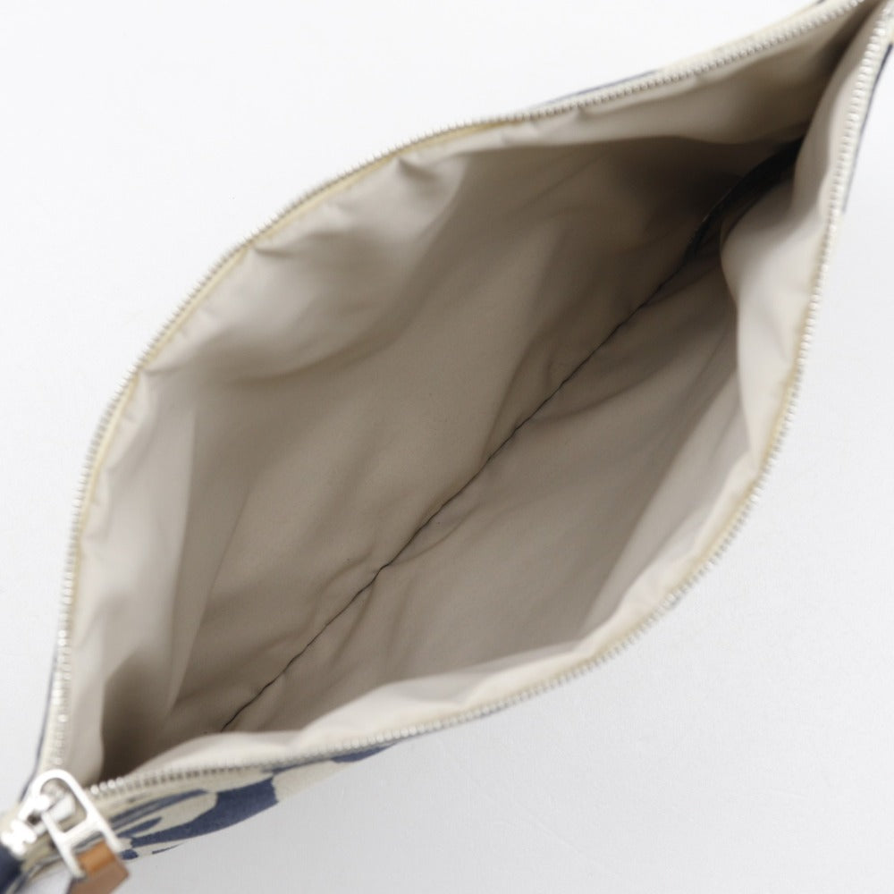 HERMES Pouch canvas Navy / beige Chene Dunkle Truth Flat GM