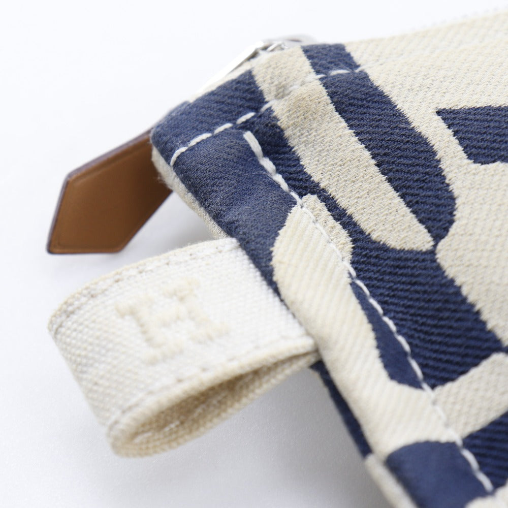 HERMES Pouch canvas Navy / beige Chene Dunkle Truth Flat GM