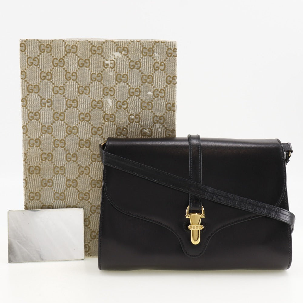 GUCCI Shoulder Bag Calfskin black 2-way clutch Old Gucci