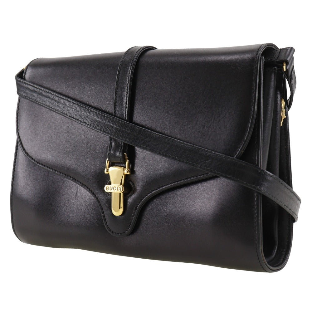 GUCCI Shoulder Bag Calfskin black 2-way clutch Old Gucci