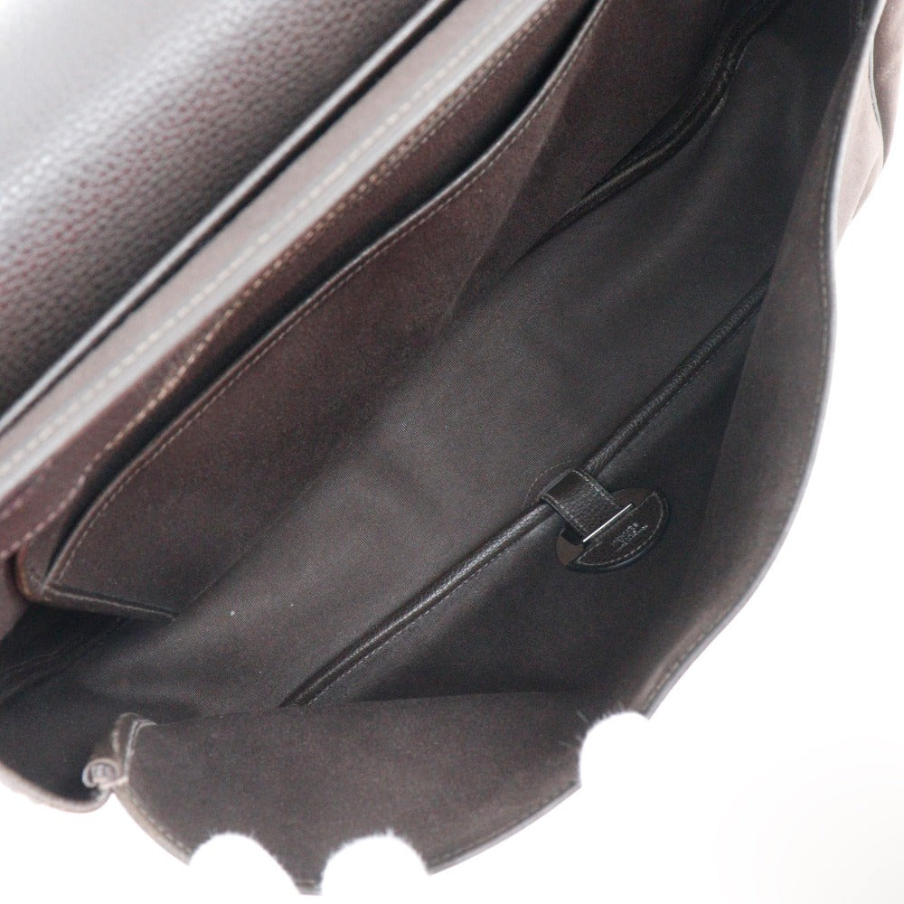 HERMES Shoulder Bag Vache Liegé, Toile H Brown Sac Colorado GM