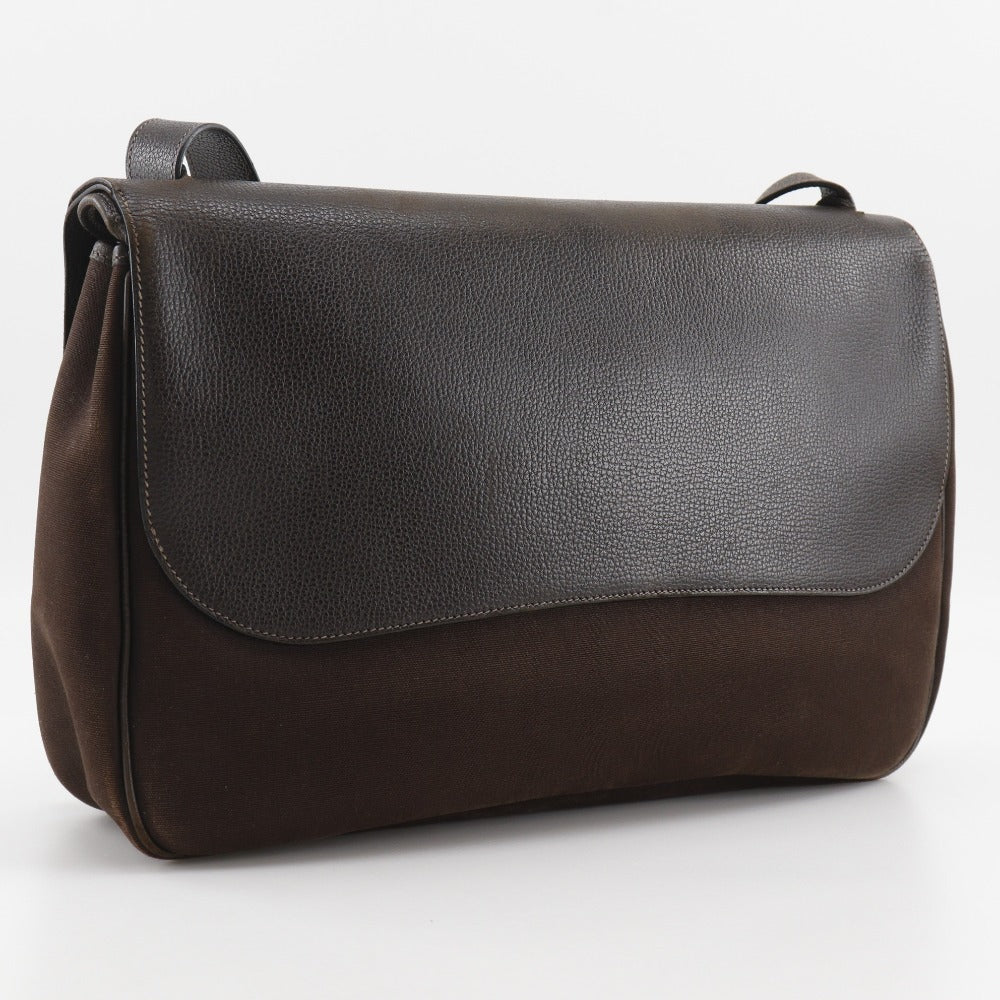 HERMES Shoulder Bag Vache Liegé, Toile H Brown Sac Colorado GM