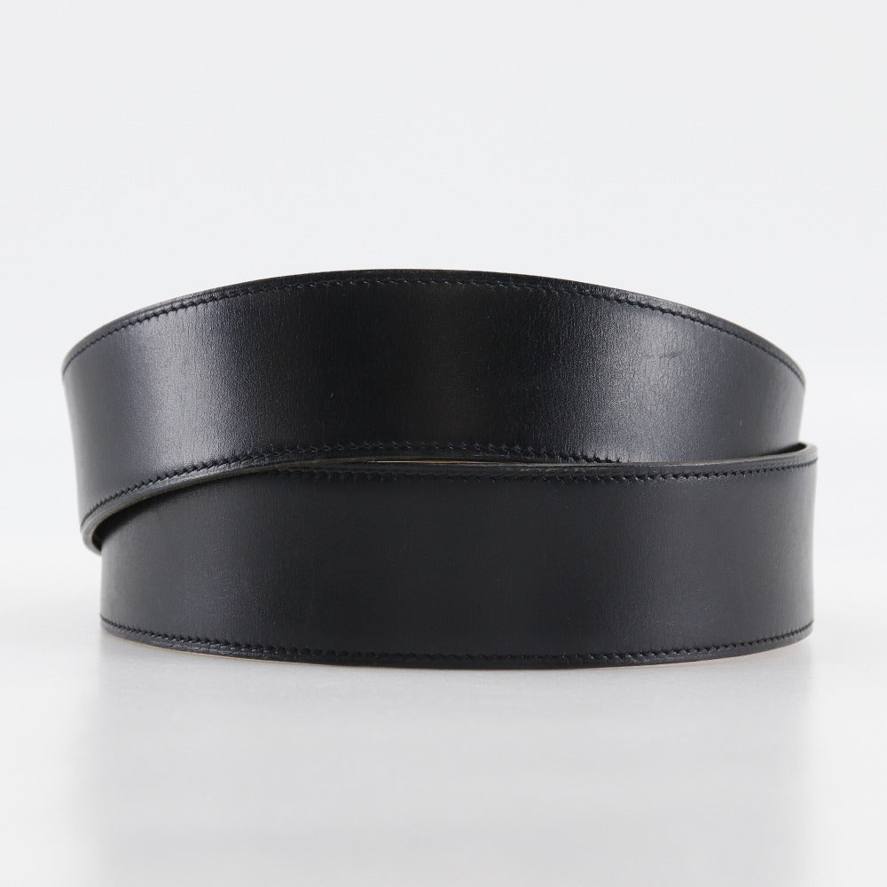 HERMES belt Plated Gold , Calfskin black vintage Chene Dunkle 85