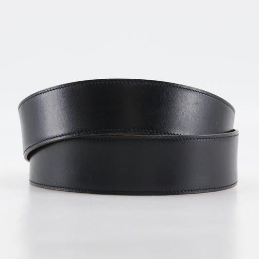 HERMES belt Plated Gold , Calfskin black vintage Chene Dunkle 85