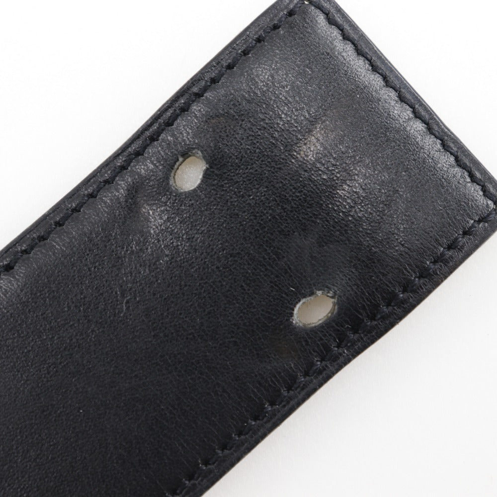 HERMES belt Plated Gold , Calfskin black vintage Chene Dunkle 85