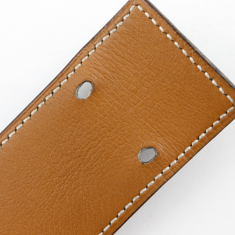 HERMES belt Plated Gold , Calfskin black vintage Chene Dunkle 85