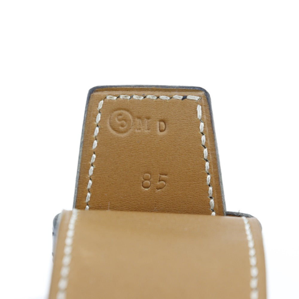 HERMES belt Plated Gold , Calfskin black vintage Chene Dunkle 85