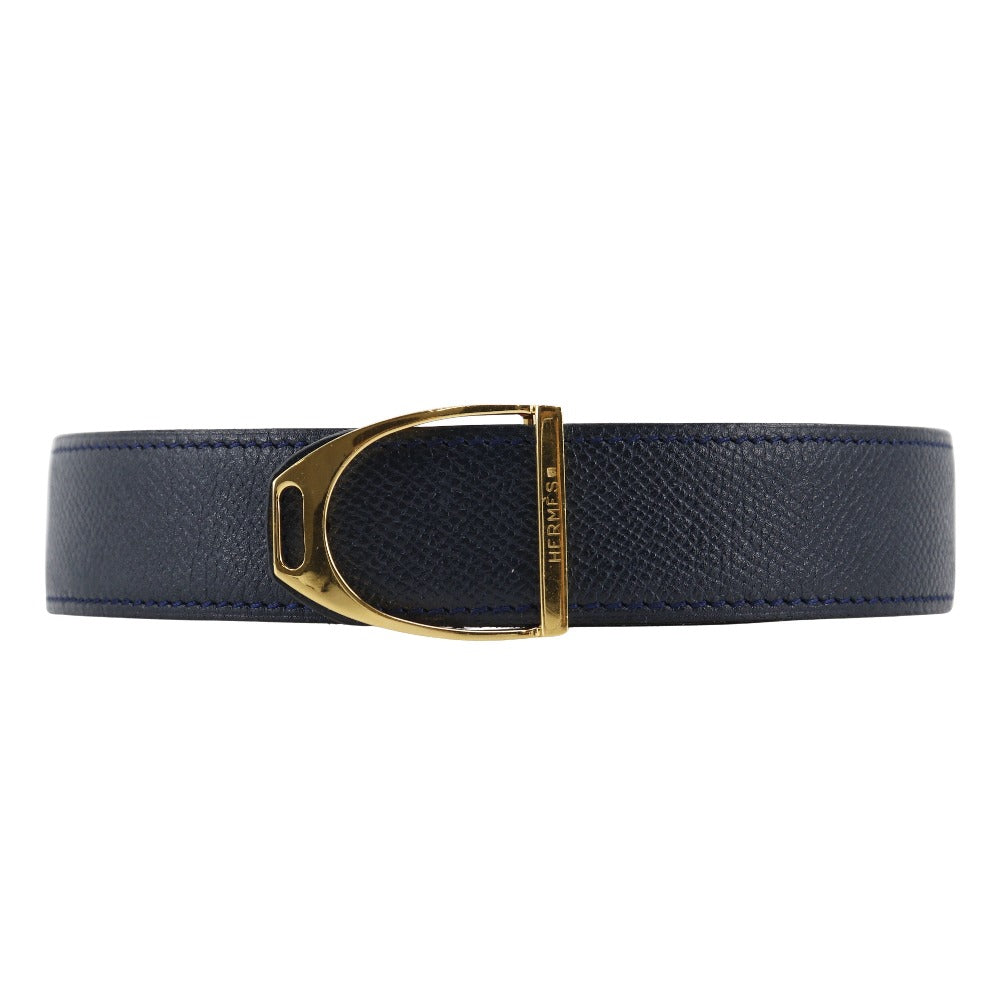 HERMES belt Plated Gold , Courchevel Black / red reversible Etrie 85