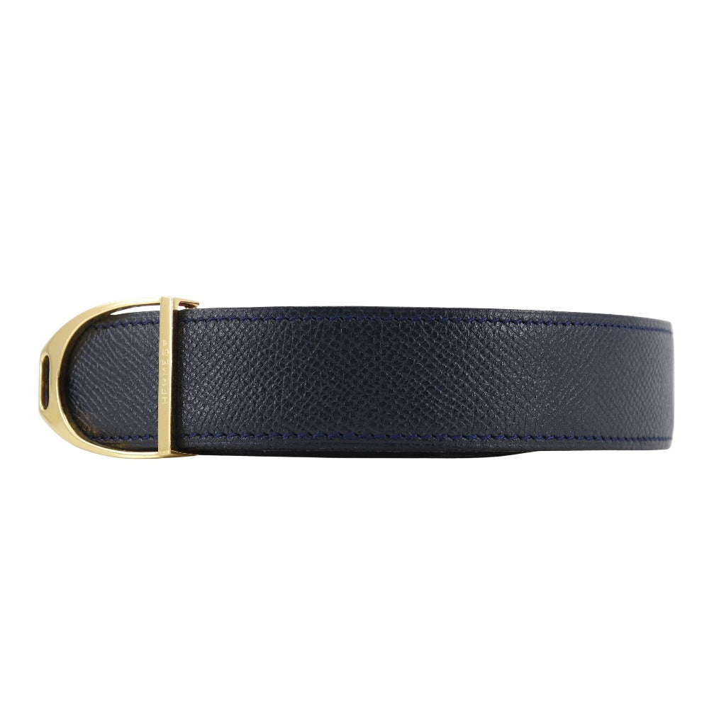 HERMES belt Plated Gold , Courchevel Black / red reversible Etrie 85